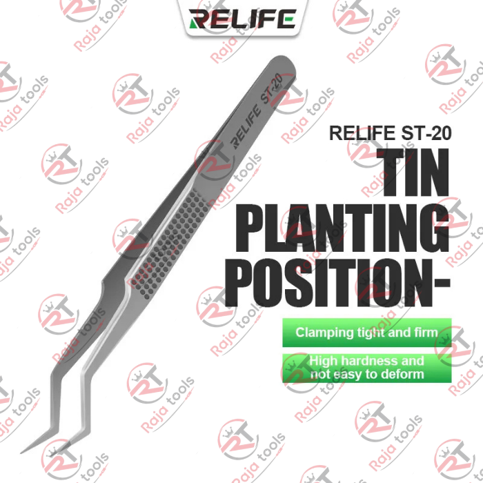 RELIFE ST-20 Precision Curved Tweezers for BGA Chip Tin Planting